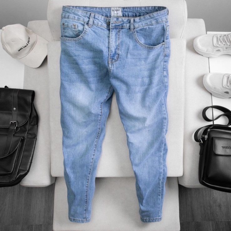 Quần Jean Nam Xanh Trơn Chất Bò cao cấp co và giãn 4D đẹp lung linh KÈM đa dạng và phong phú phương thức MỚI a256 a32 a1