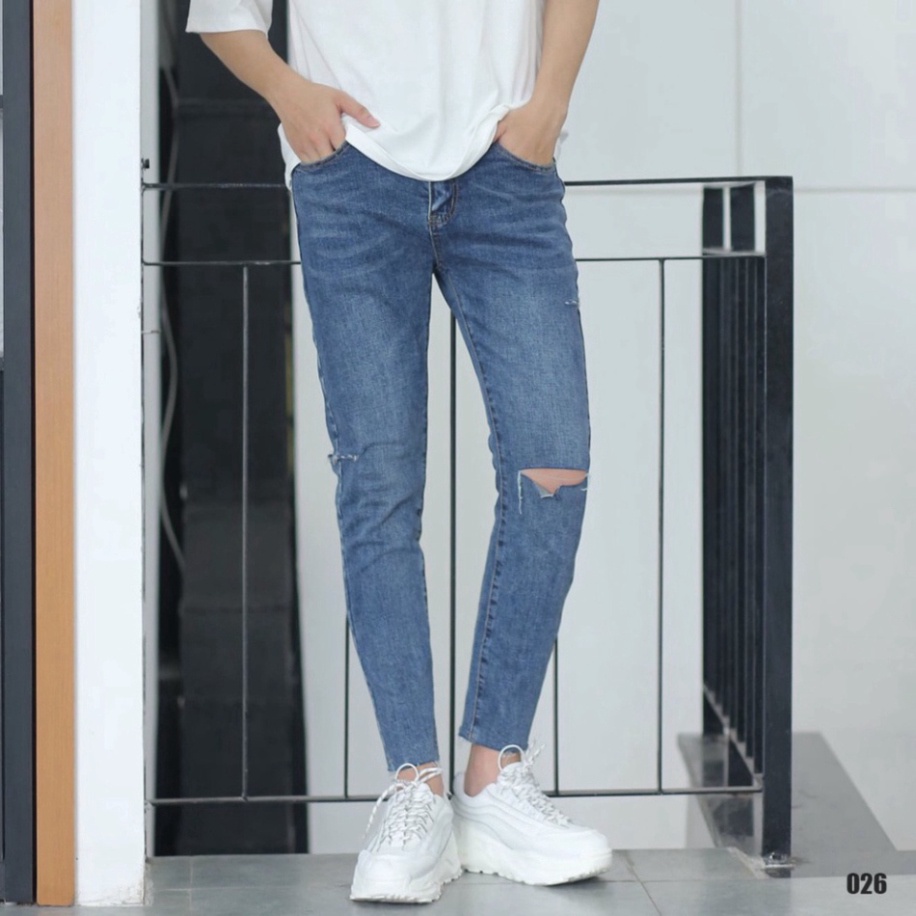 Quần Jean Dài Nam Xanh Rách Chất Bò vững bền cao cấp From Dáng Skinny đẹp tuyệt vời  a256 a32 a124 | BigBuy360 - bigbuy360.vn