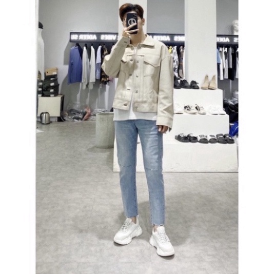 Quần Skinny Jean Nam  Rách Gối Chất Bò blue color lá cây kéo dài bền vững tư thế make up Trẻ mẫu 8998 a256 a32 a124 | BigBuy360 - bigbuy360.vn