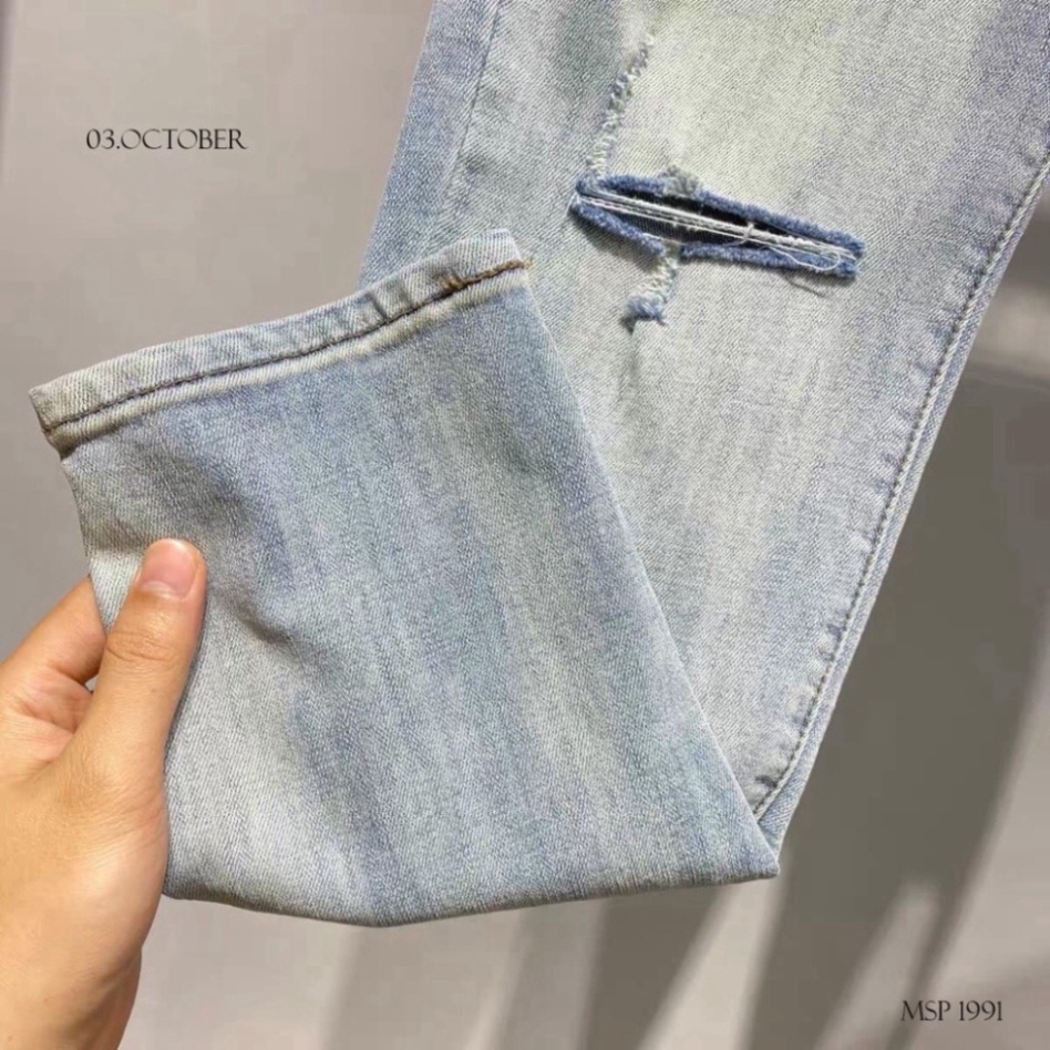 Quần Jeans Nam Xanh Trắng Rách Gối Chất Bò co và giãn korea  a256 a32 a124 | BigBuy360 - bigbuy360.vn