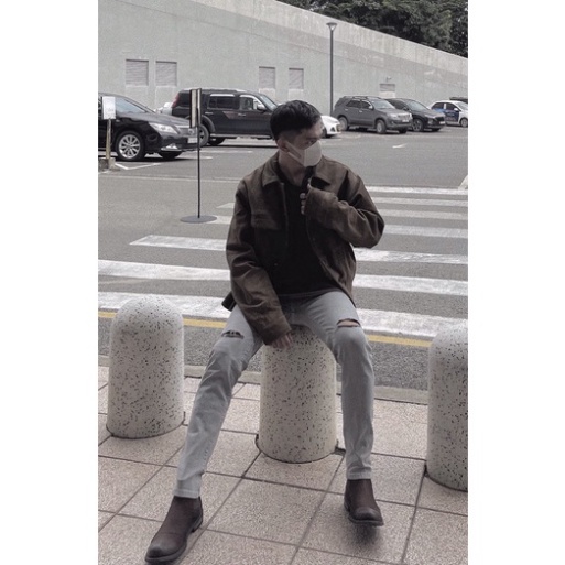 QUẦN JEANS NAM SKINNY XÁM TRO RÁCH GỐI TALURETRO a124