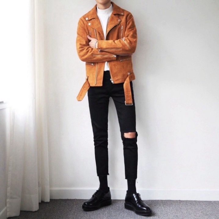 Quần Jean Dài Nam màu đen Rách Gối Ô Vuông tư thế MS119 a256 a32 a124 | BigBuy360 - bigbuy360.vn