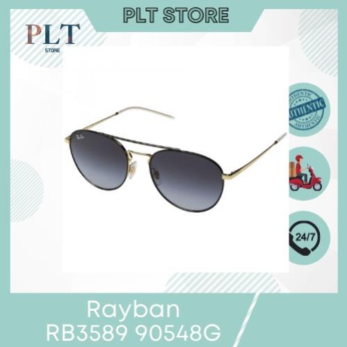 Kính Mát Rayban Highstreet RB3589 90548G (55-18-140mm) viền kim loại đen, gọng vàng Full Box