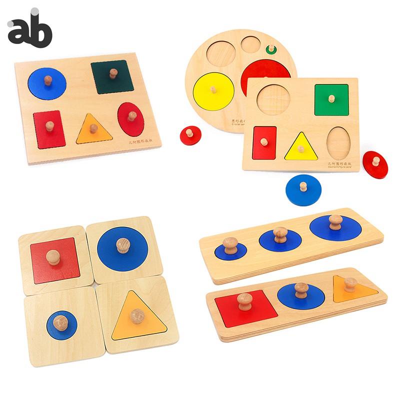 Montessori Chất Liệu Hình Dạng Học Bảng Điều Khiển Gỗ Chốt Tay Cầm Đồ Chơi Dành Cho Trẻ Em Mầm Non Đào Tạo Giáo Dục