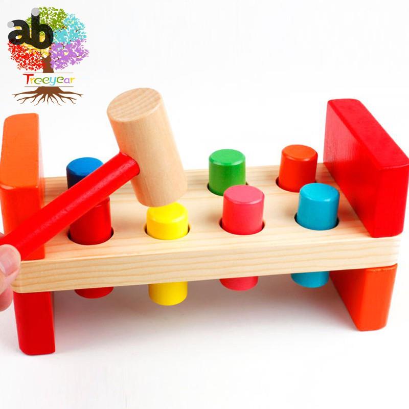 Treeyear Cao Cấp Đập Băng Ghế Dự Bị Đồ Chơi Cho Bé Bằng Gỗ Với Vồ Rainbow Pounder Trí Thông Minh Trẻ Em