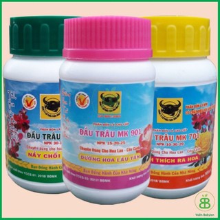 Bộ 3 phân bón lá đầu trâu mk501- nảy chồi, ra lá. mk 701 kích thích ra hoa. mk 901 dưỡng hoa lâu tàn hũ 100gr