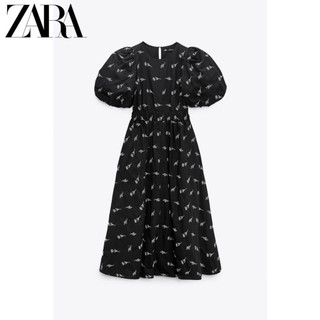 Đầm Zara đen hoạ tiết nhí, mặc trẻ gầy