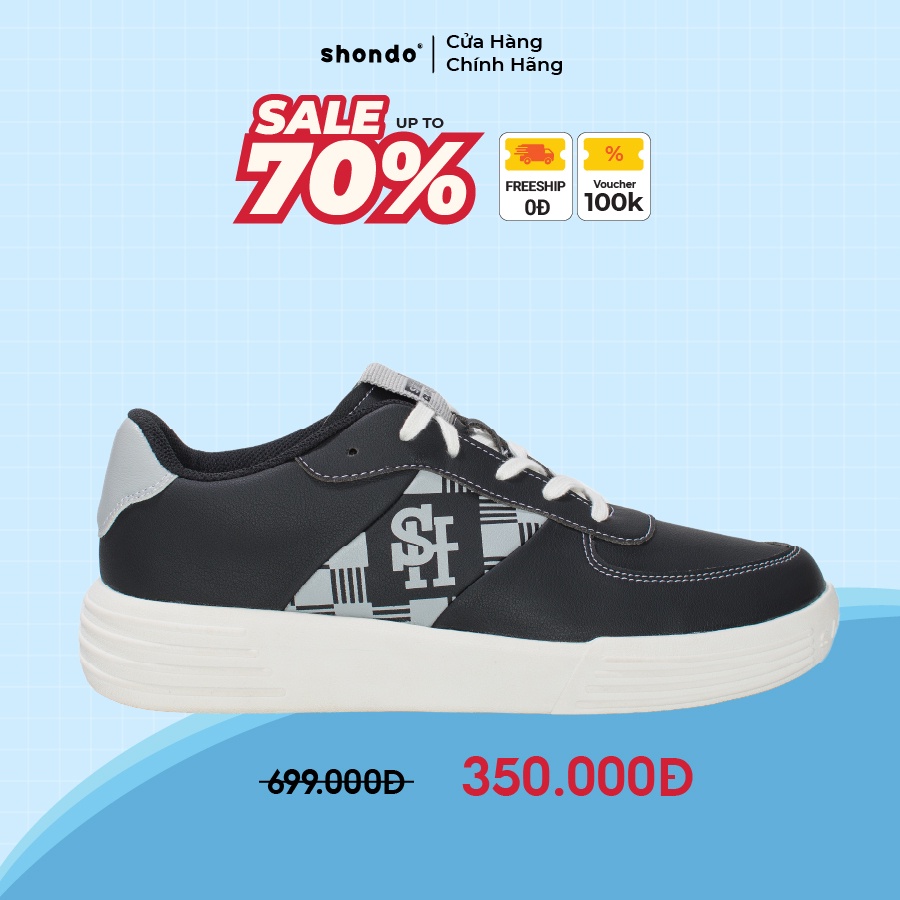 Giày Shondo Sneaker Class 1 in SH Caro Đen SND0013