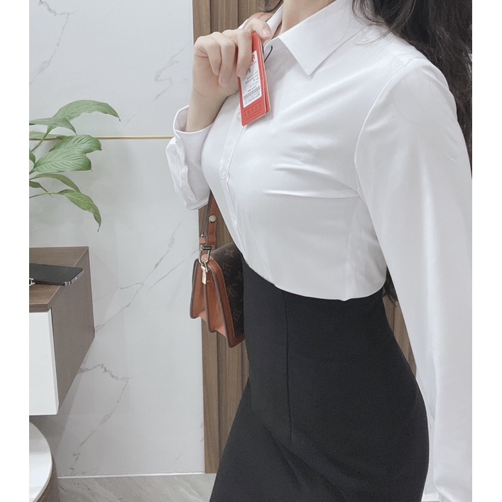 Sơ mi nữ trắng cao cấp THÁI HÒA mã 2022 2011 fom dáng đứng sang chảnh