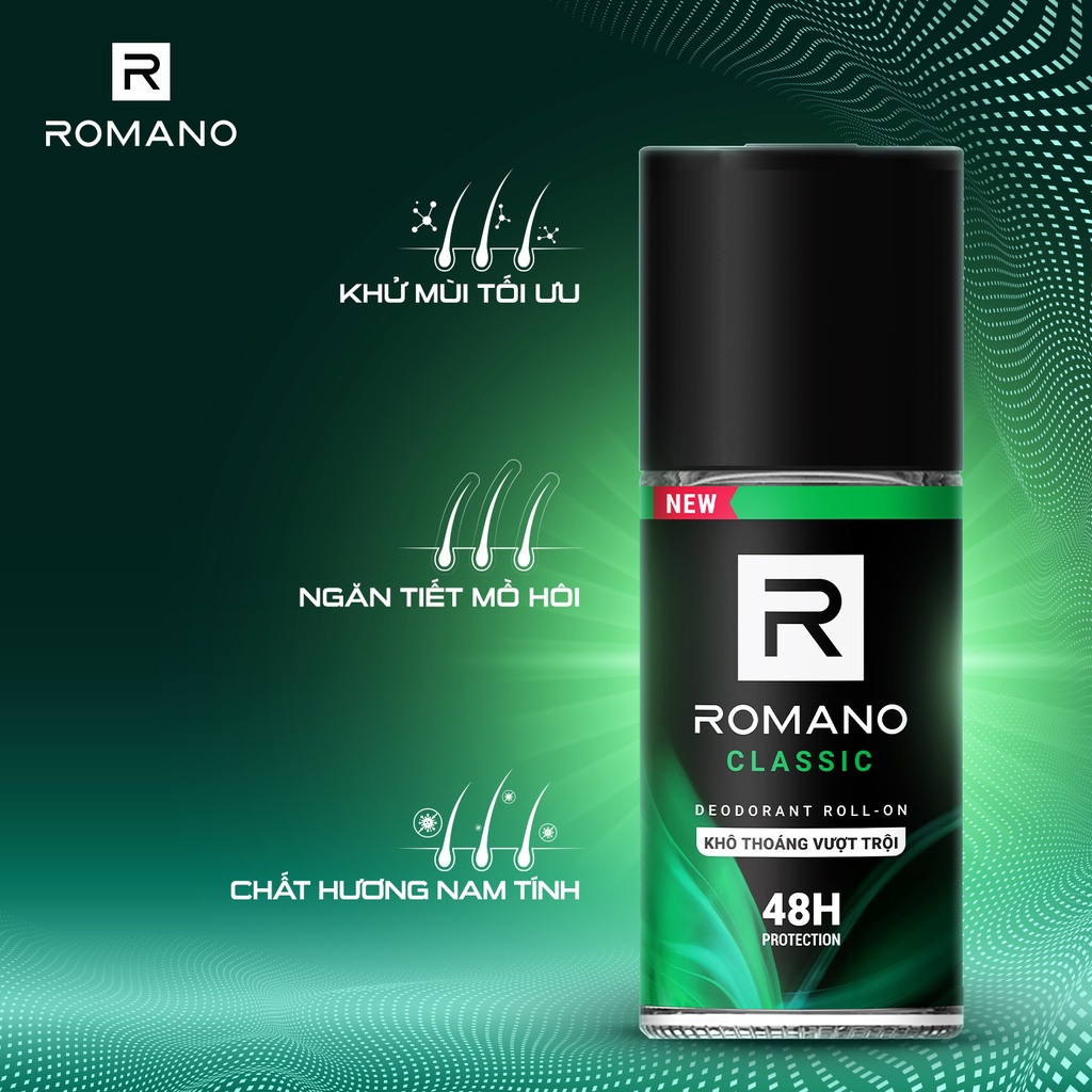 Combo 3 Lăn khử mùi nam kháng khuẩn & khô thoáng cả ngày Romano 50ml/chai - 4 mùi hương có sẵn | BigBuy360 - bigbuy360.vn