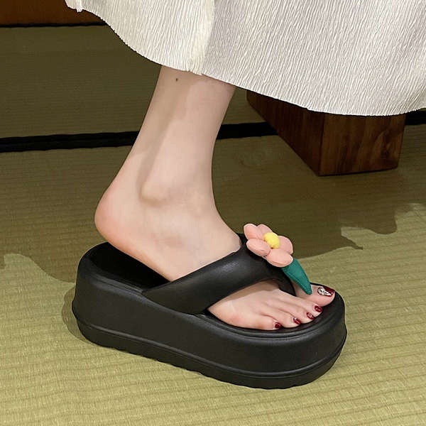 Dép bánh mì đế cao Dép xỏ ngón hoa dép đế bệt