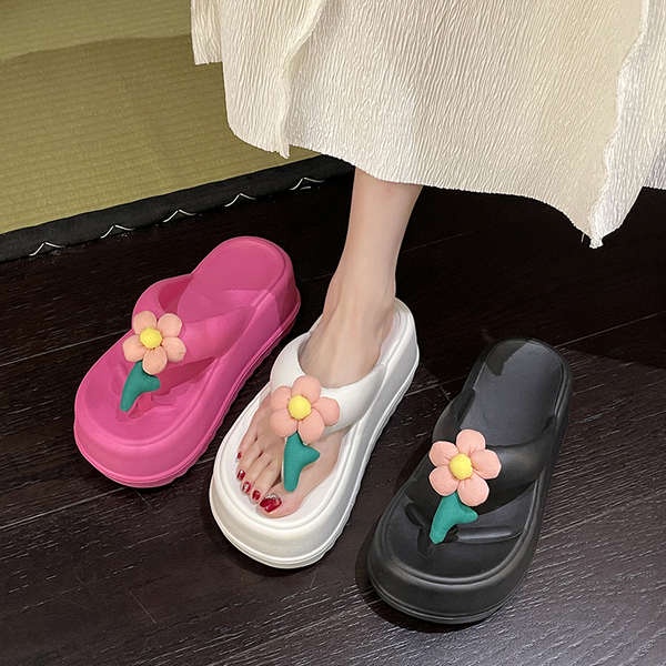 Dép bánh mì đế cao Dép xỏ ngón hoa dép đế bệt