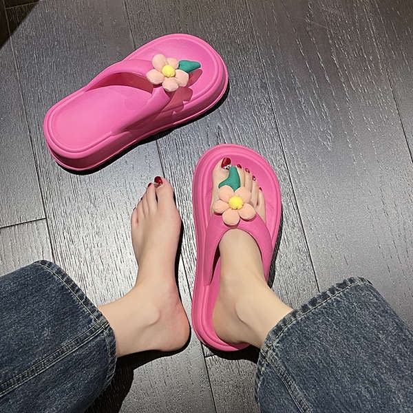 Dép bánh mì đế cao Dép xỏ ngón hoa dép đế bệt