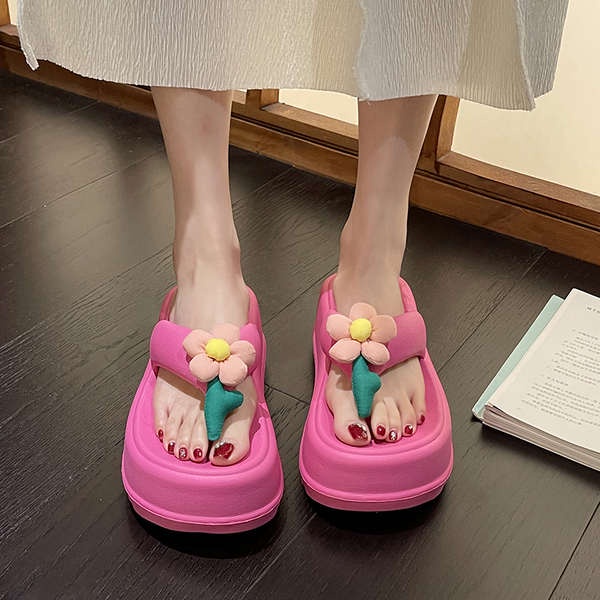 Dép bánh mì đế cao Dép xỏ ngón hoa dép đế bệt