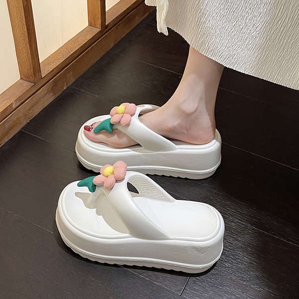 Dép bánh mì đế cao Dép xỏ ngón hoa dép đế bệt