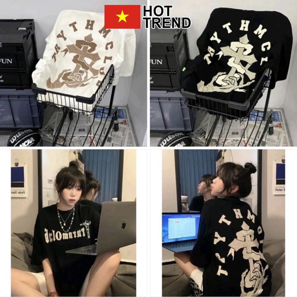 Áo phông Bàn Tay Xương Thánh Giá HOTTREND - Áo thun tay lỡ nam nữ unisex freesize form rộng 65kg chất cotton đẹp 2023