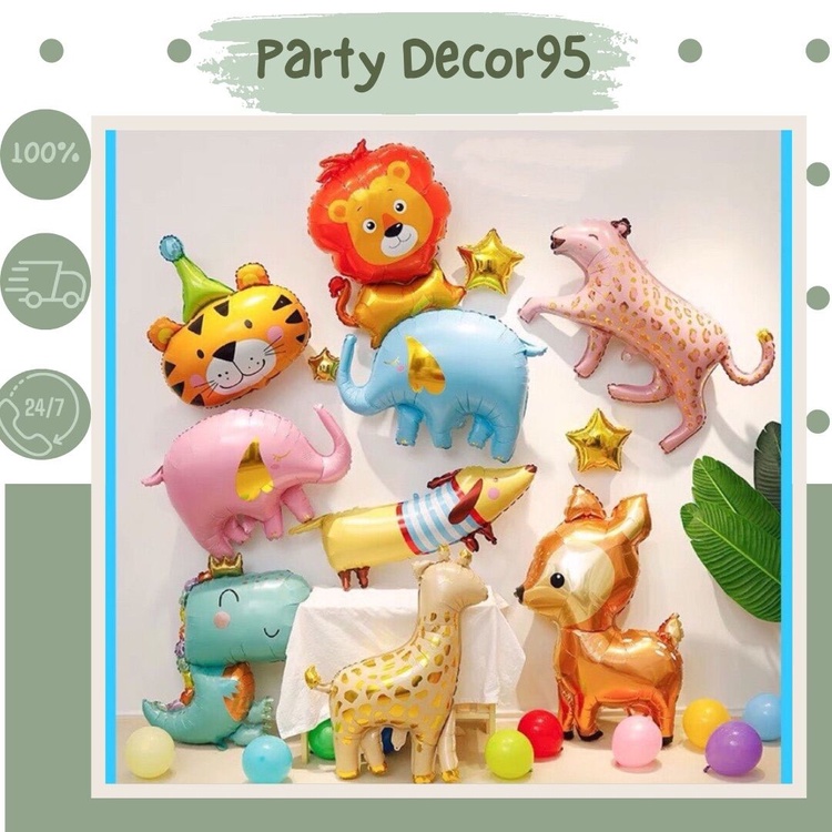 Bóng thú rừng voi, hươu, nai trang trí sinh nhật, tiệc sinh nhật
