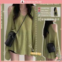 O S Mi N L A M Qu C Quy N Áo Sweater Dệt Kim Mỏng Tay Dài Hở Vai Thời Trang Xuân Thu Mới Cho Nữ