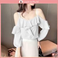 O S Mi N L a M Qu C Quy N 2023 Áo Voan Trễ Vai Dáng Rộng Có Dây Đeo Xương Quai Xanh Lá Mùa Hè Mới Cho Nữ