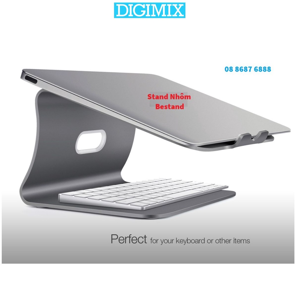 Giá đỡ laptop, macbook, máy tính xách tay cao cấp DIGIMIX cứng cáp, nguyên khối.