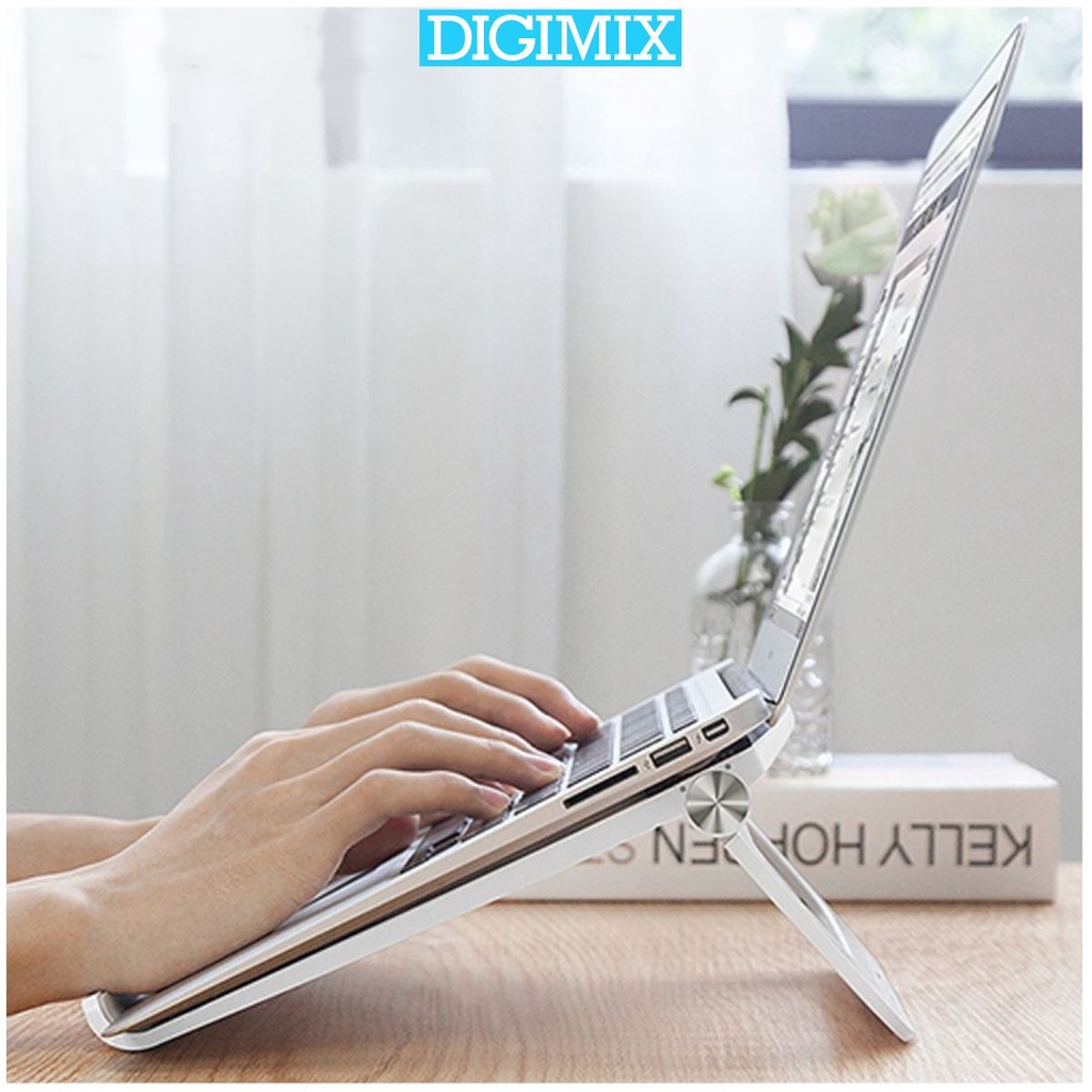 Giá đỡ laptop macbook nhựa ABS cao cấp D16, điều chỉnh độ dốc, tạo tư thế thoải mái, kê tản nhiệt DIGIMIX