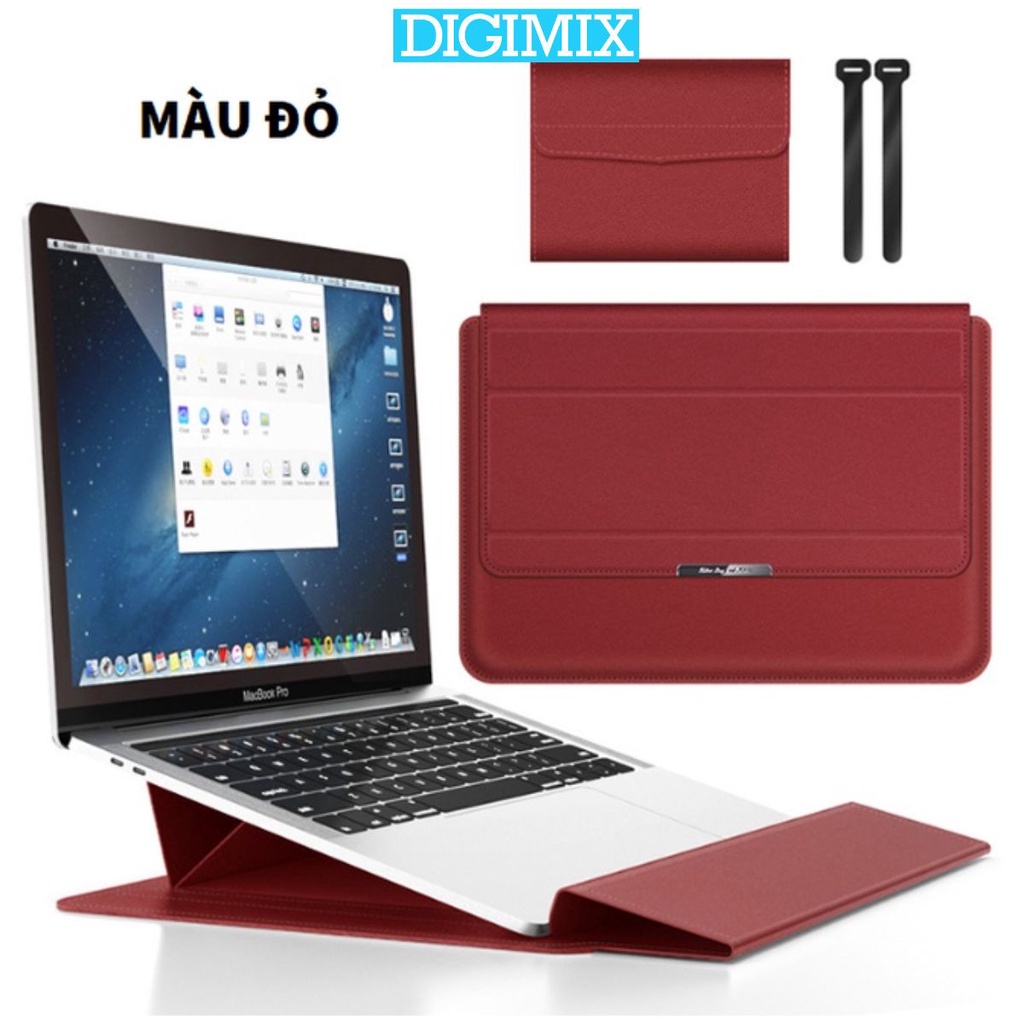 Túi da PU đựng macbook, laptop DIGIMIX kiêm kê tản nhiệt, kê cổ tay chất dày dặn, nhiều màu, đủ size 11inch - 17inch