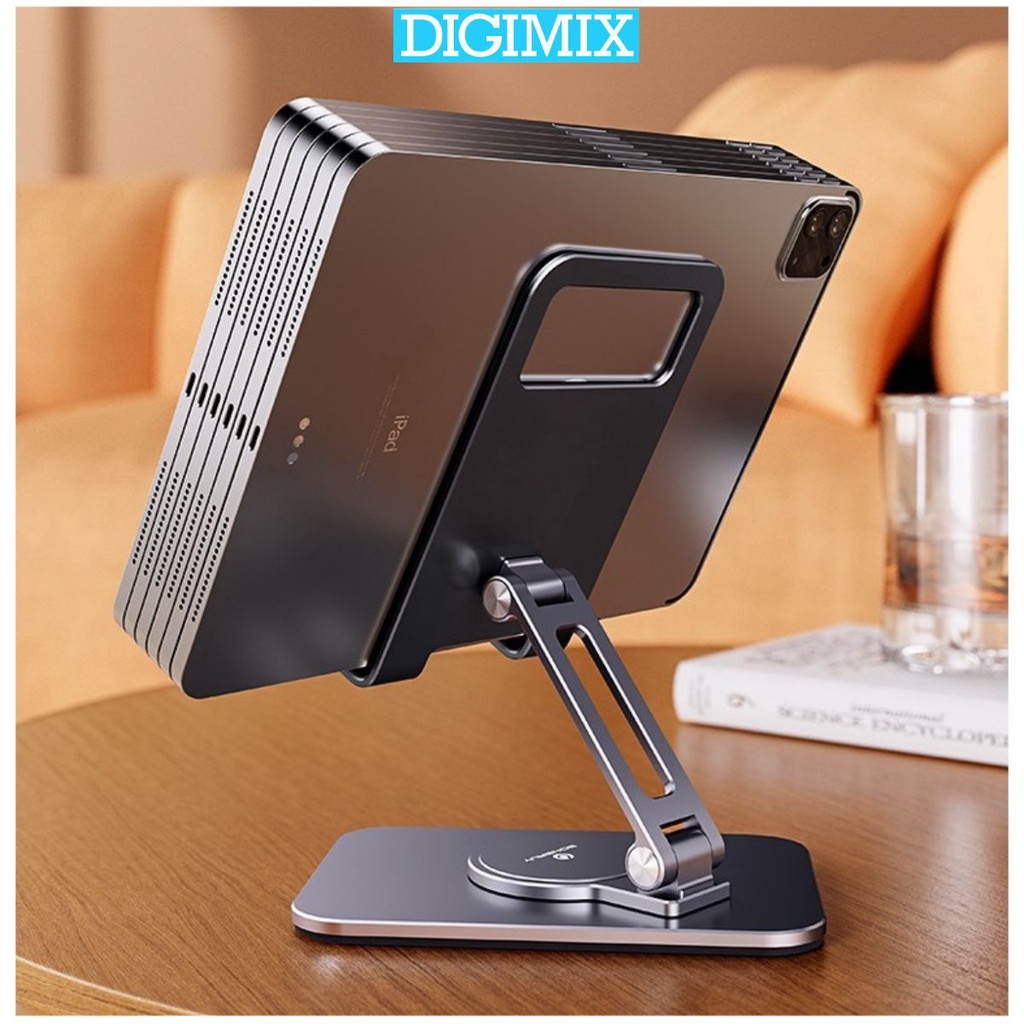 Giá đỡ kê điện thoại, ipad, tablet, máy tính bảng chân đế xoay tròn 360 độ từ hợp kim nhôm DIGIMIX L05