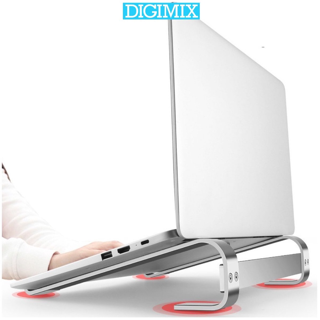 Giá đỡ máy tính xách tay Macbook, Laptop làm từ hợp kim nhôm kiêm kệ kê tản nhiệt DIGIMIX