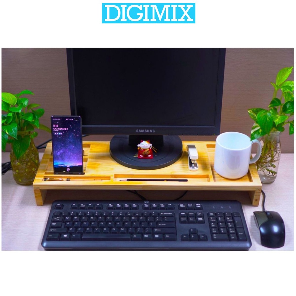 Giá Đỡ Màn Hình Máy Tính PC DIGIMIX Từ Gỗ Tự Nhiên Cho Văn Phòng, Công Ty Để Bàn Cao Cấp Đa Năng, Kệ Kê Đỡ Màn Hình
