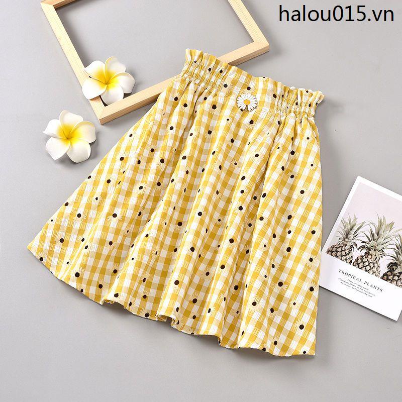Set Áo Thun Ngắn Tay + Chân Váy Chữ a Lưng Cao Họa Tiết Hoa Cúc Nhỏ Thời Trang Mùa Hè 2021 Cho Bé Gái