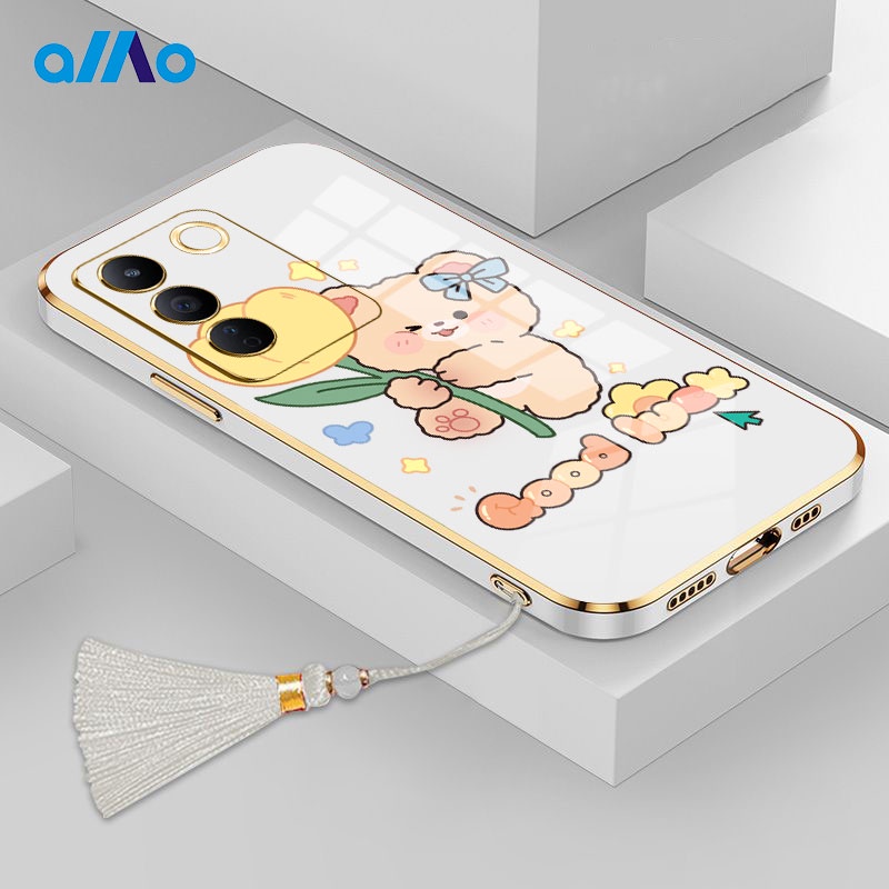 Ốp Điện Thoại Mềm In Hình Gấu Trung Quốc Kèm Dây Tua Rua Cho Vivo V29 V27 V27e V27 Pro Vivo V25 V25e V25 Pro Vivo Y78 + 5G