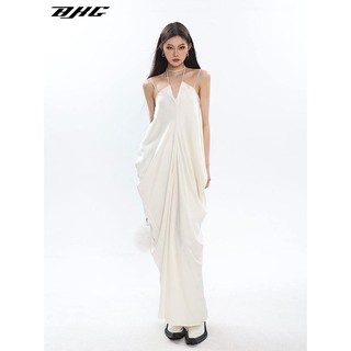 Đầm satin mỏng BJHG WAVW tay dài hở vai phong cách cổ điển thời trang mùa xuân mới 2023 dành cho bạn nữ