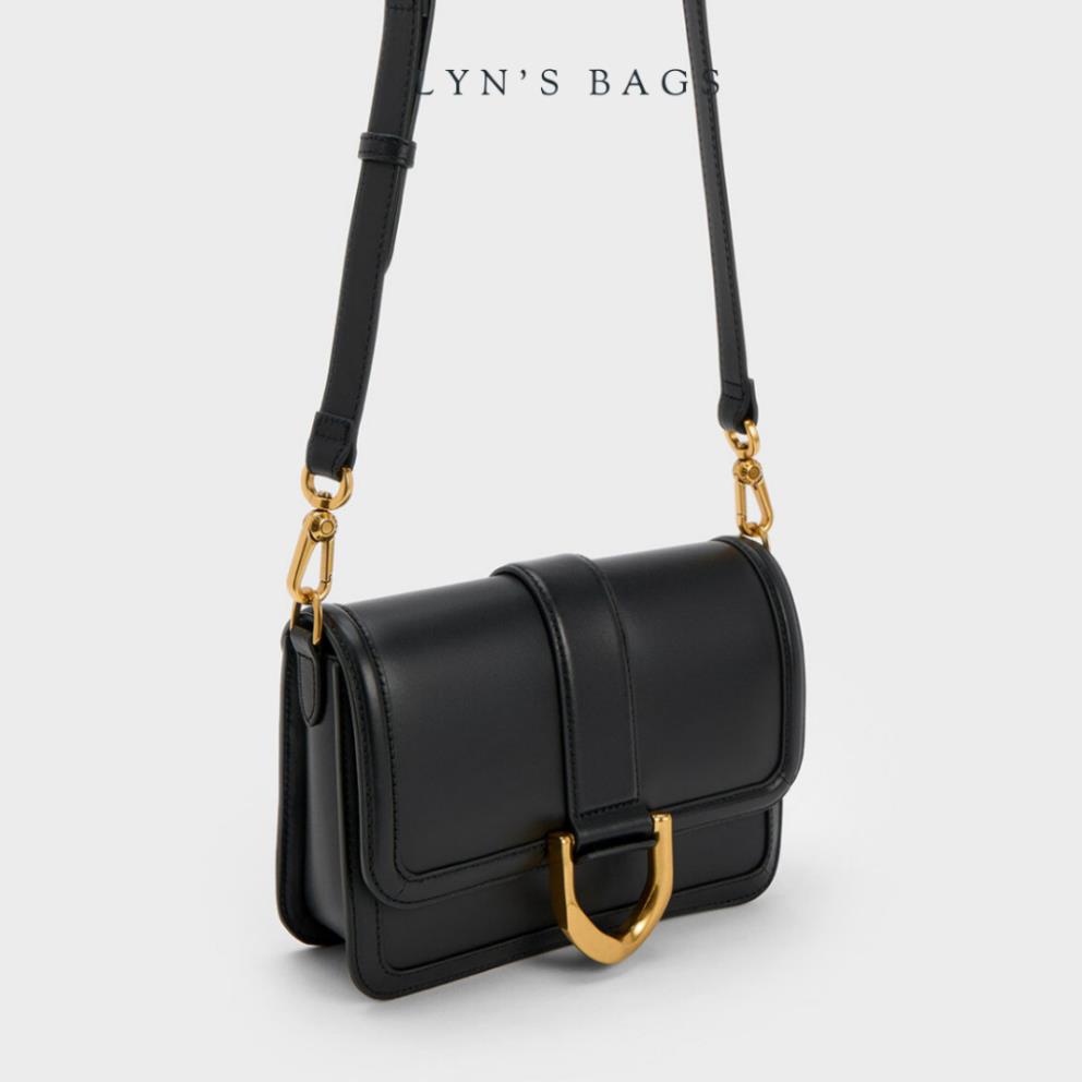 Túi xách nắp gập mẫu mới C.n.K Gabine Leather Crossbody Bag sẵn 2 màu Đen, Kem