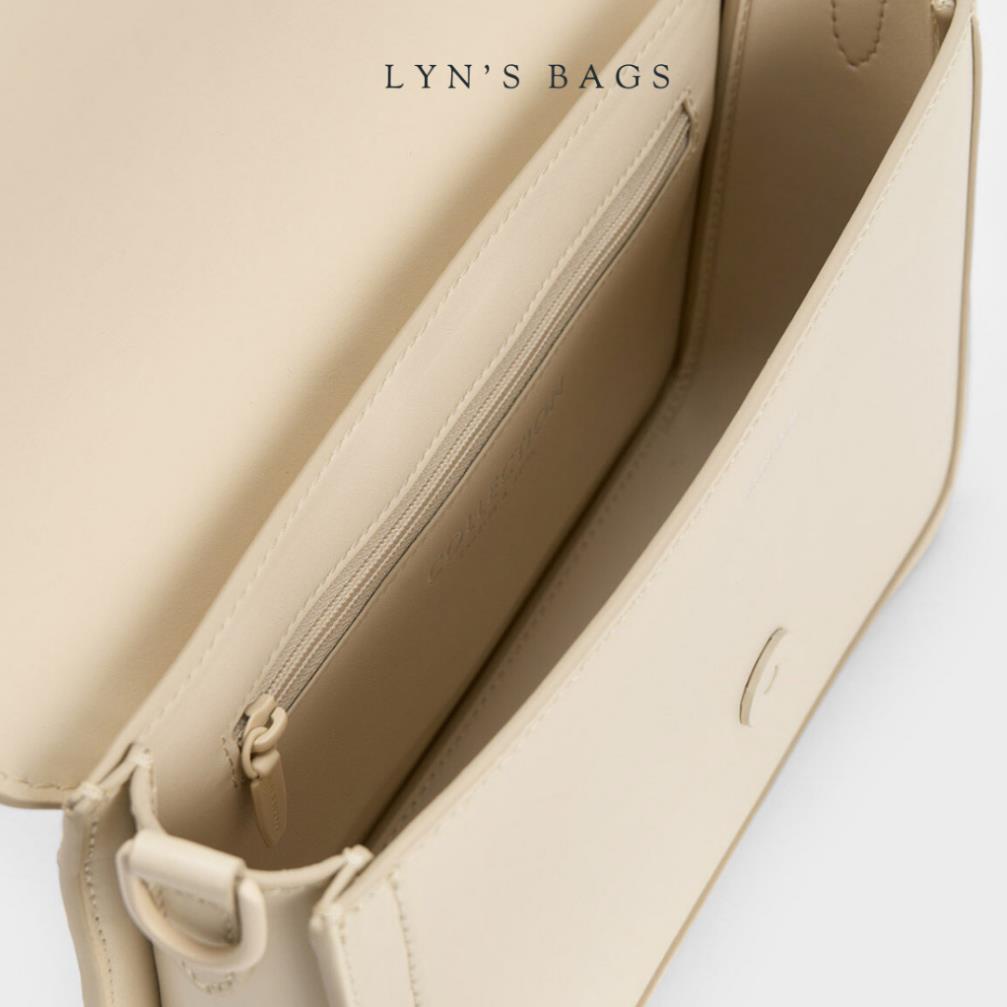 Túi xách nắp gập mẫu mới C.n.K Gabine Leather Crossbody Bag sẵn 2 màu Đen, Kem