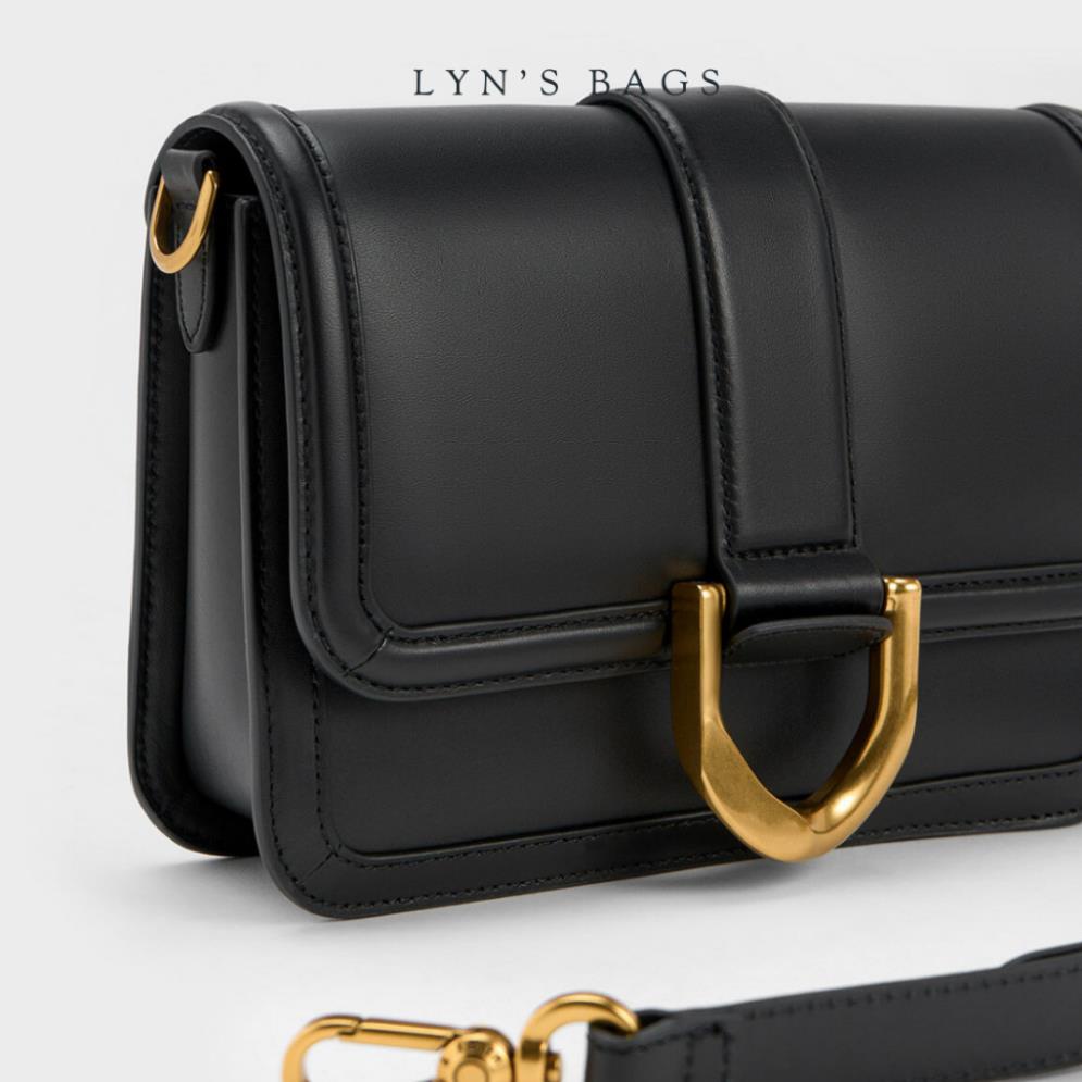 Túi xách nắp gập mẫu mới C.n.K Gabine Leather Crossbody Bag sẵn 2 màu Đen, Kem