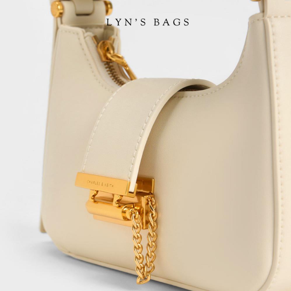 Túi xách nữ CNK kẹp nách kim cài sẵn 2 màu đen, kem