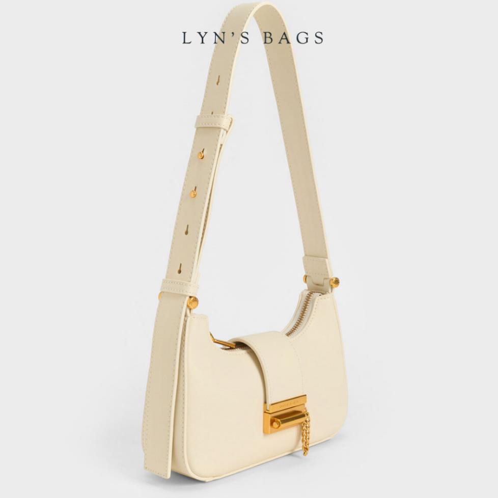 Túi xách nữ CNK kẹp nách kim cài sẵn 2 màu đen, kem