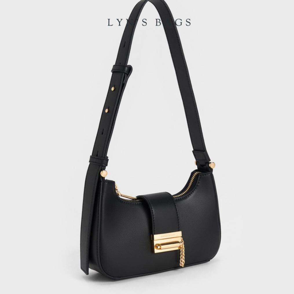 Túi xách nữ CNK kẹp nách kim cài sẵn 2 màu đen, kem