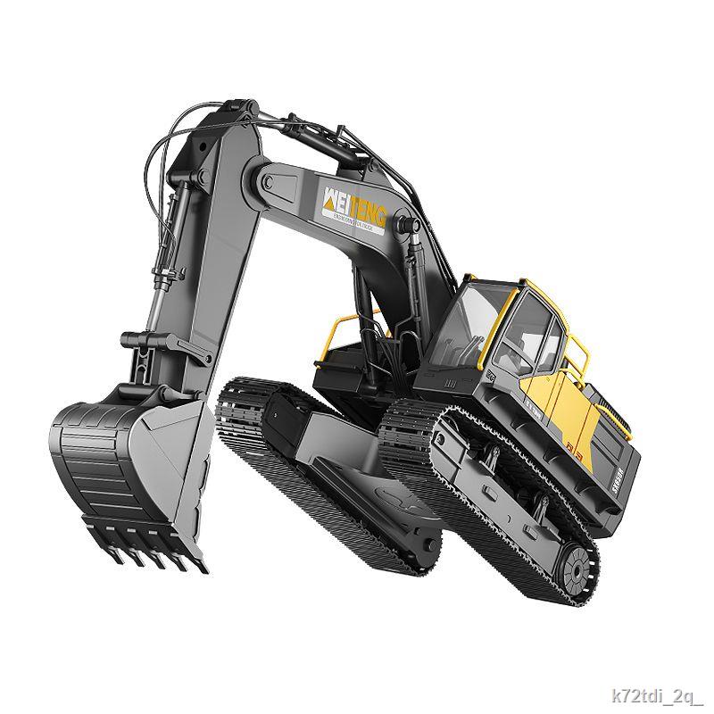 Máy xúc hợp kim đồ chơi trẻ em máy xúc điều khiển từ xa xe kỹ thuật bánh xích đồ chơi bé trai trên 3 tuổi