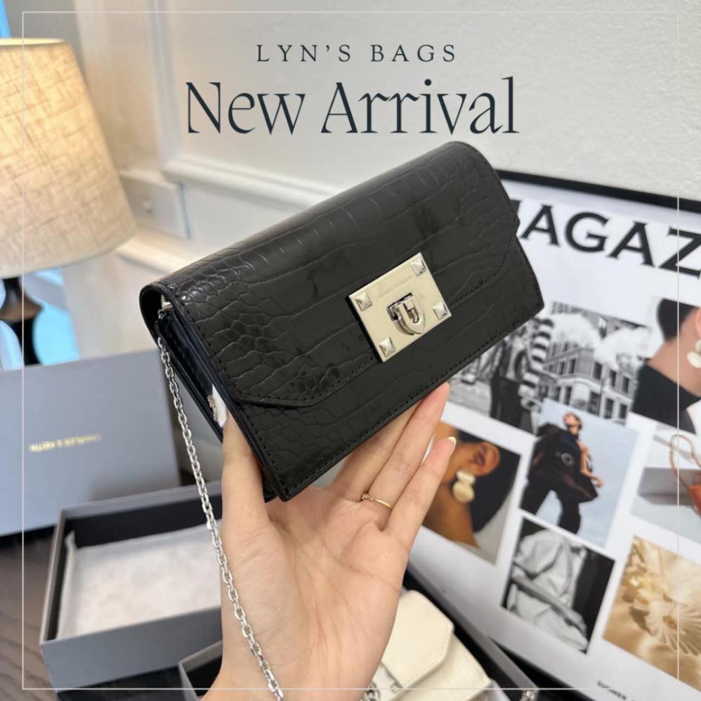 Túi quai xách nữ thiết kế chữ nhật sẵn hai màu đen trắng phong cách - Clutch CNK