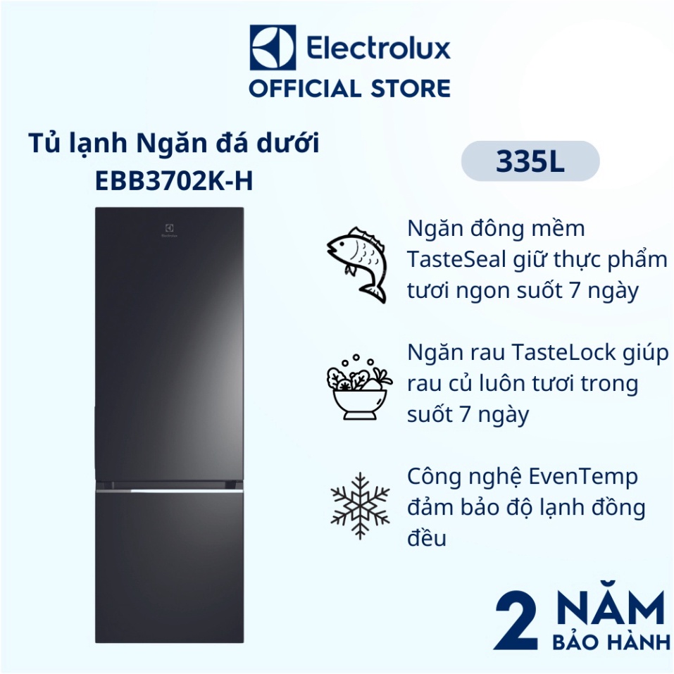Tủ lạnh Electrolux UltimateTaste 300 ngăn đá dưới có ngăn đông mềm 335 lít - EBB3702K-H