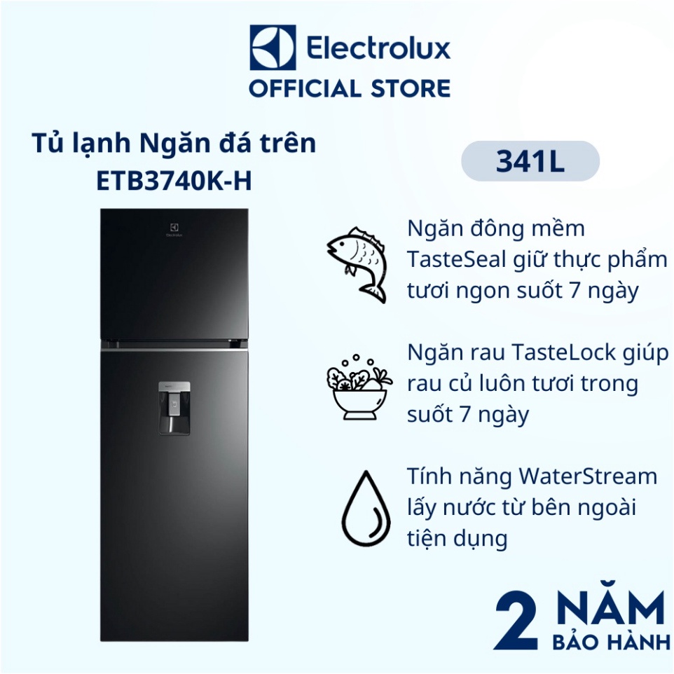 Tủ lạnh Electrolux Inverter UltimateTaste 300 ngăn đá trên 341 lít - ETB3740K-H ]