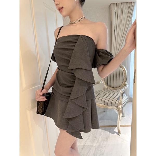 JOIE DES ROSES - Áo xám cotton trễ vai Endy Top