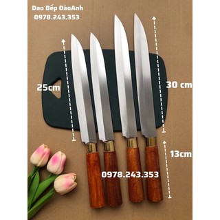 Dao sashimi mũi nhọn 25cm 30cm không gỉ cán gỗ muồng