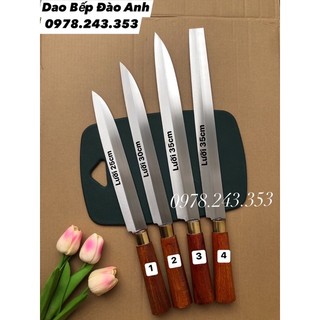 Dao sashimi thép trắng chống gỉ sắc bén cán gỗ muồng - thái thịt -cắt bánh mì