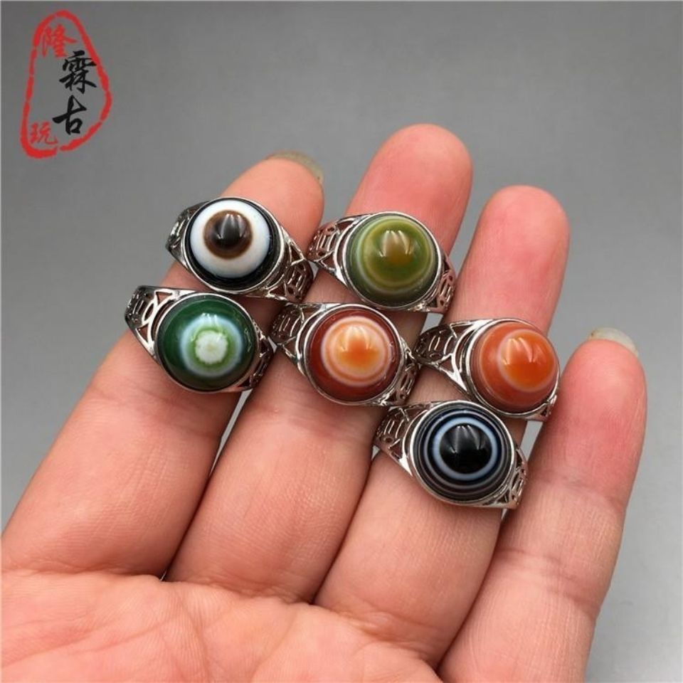 Nhẫn Dzi Chính Hãng Màu Bạc Khảm Đá Dzi Dzi Phong Cách Tây Tạng Dzi Dzi Dzi Dzi Cho Nam Và Nữ Giao Hàng Ngẫu Nhiên Dzi 4.21