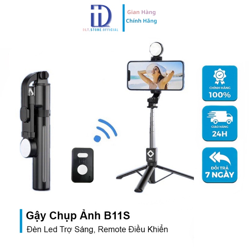 Gậy Chụp Ảnh 3 Chân B11s Kèm Remote -  Có Đèn Led Trợ Sáng - Hỗ Trợ Quay Phim Chụp Ảnh Livetream - Chính Hãng DL TECH