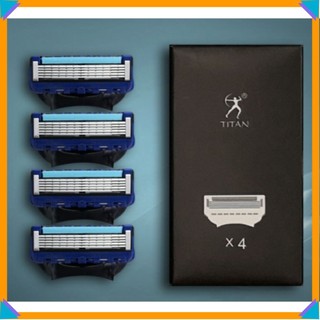 Hộp 4 lưỡi dao cạo râu titan nắp vừa cán gillet fusion 5