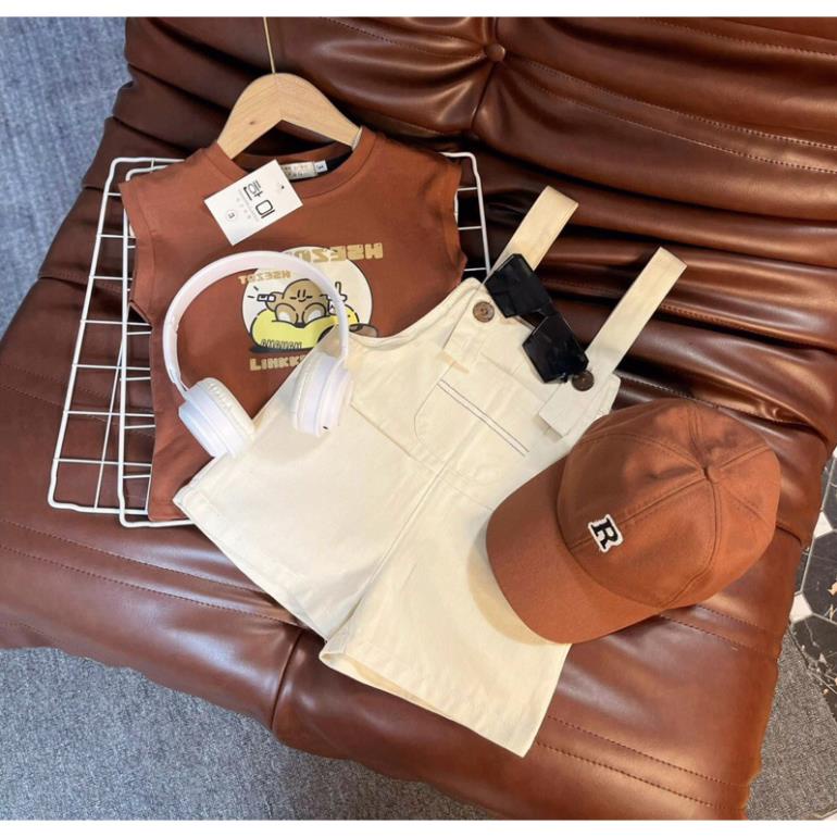 Set yếm kèm mũ màu nâu cho bé