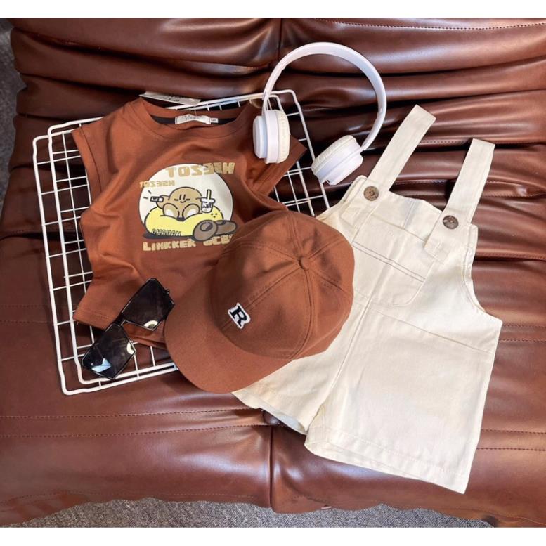 Set yếm kèm mũ màu nâu cho bé